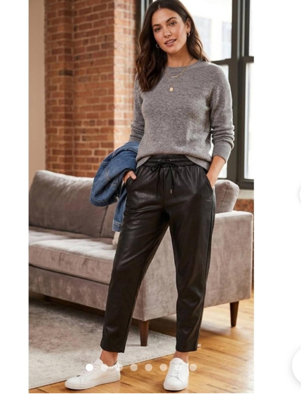 LOFT Faux Leather Drawstring Pant